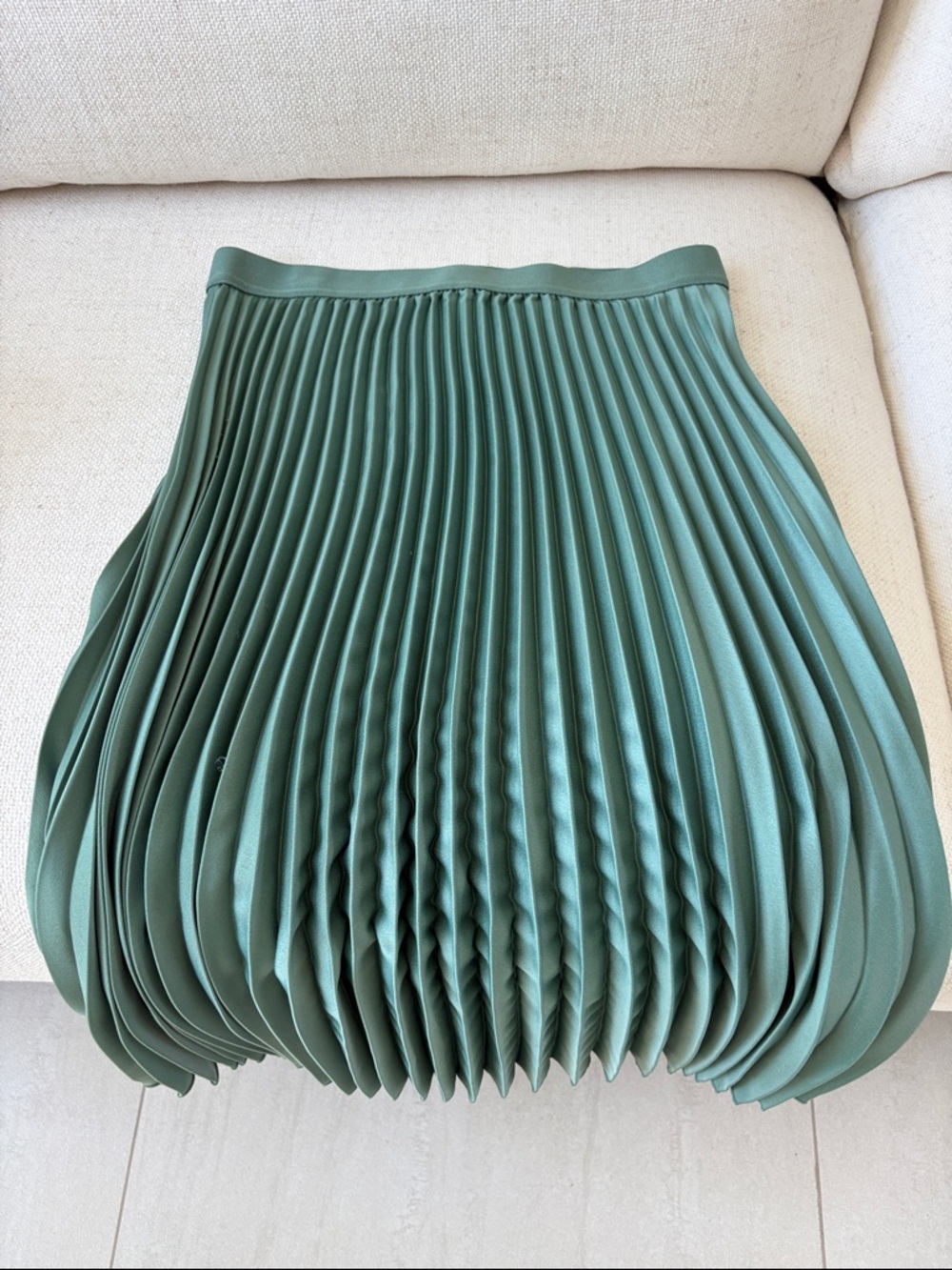H&M Pleated A-Line Skirt in Dusty Green